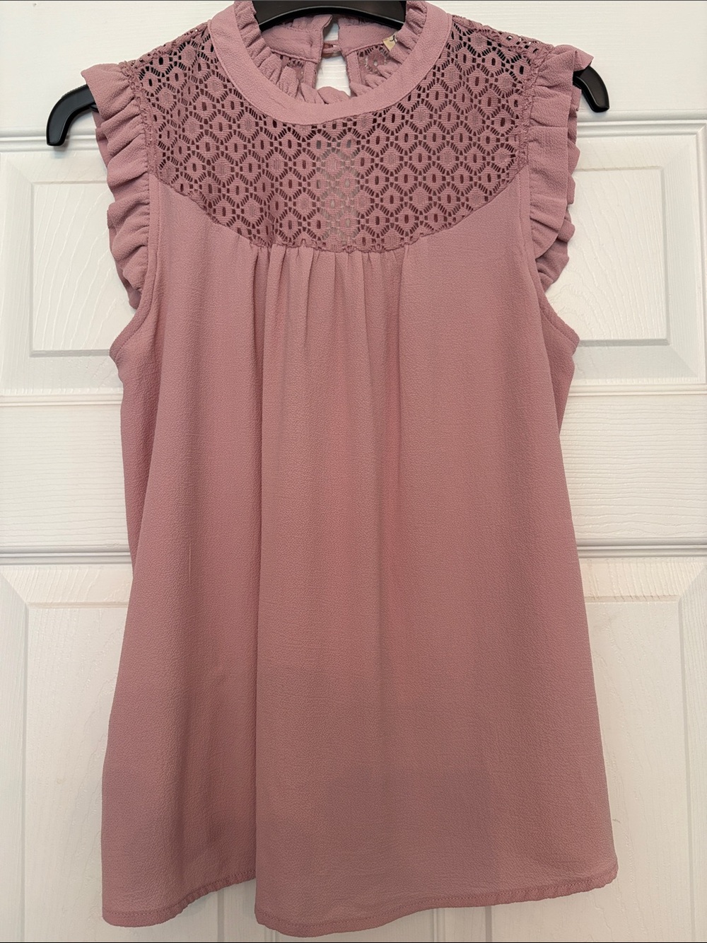 Lily White Sleeveless Lace Yoke Camisole - Dusty Pink